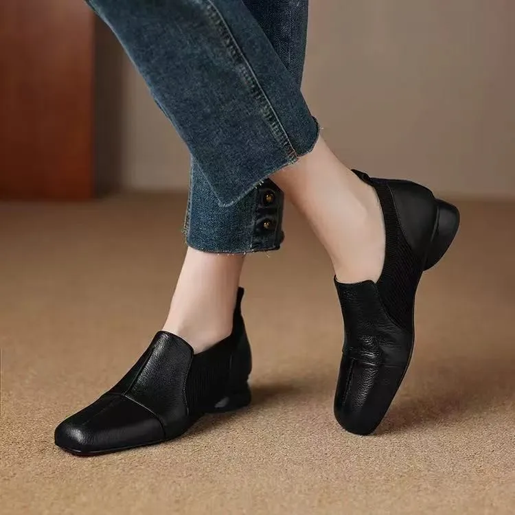 

Женские туфли на низком каблуке во французском стиле ретро, весенне-осенние классические британские туфли с квадратным носком, однотонные, с глубоким вырезом и низкими каблуками