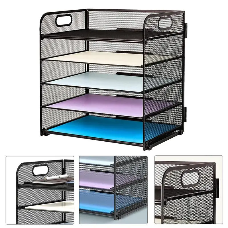 Imagem -02 - Mesh Paper Tray Organizer para Desk Metal Mesh Compact And Sturdy Desktop Letter Organizer