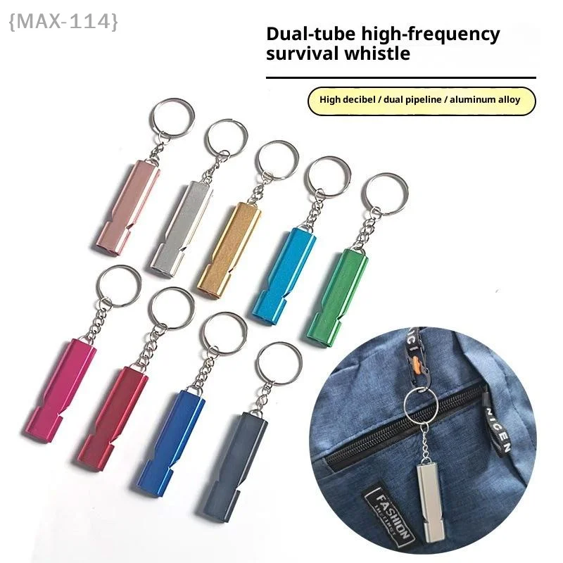 

{MAX-114} Dual Frequency Survival Whistle, Flat Metal Design For Outdoor Hiking Climbing Emergency & Cheerleading