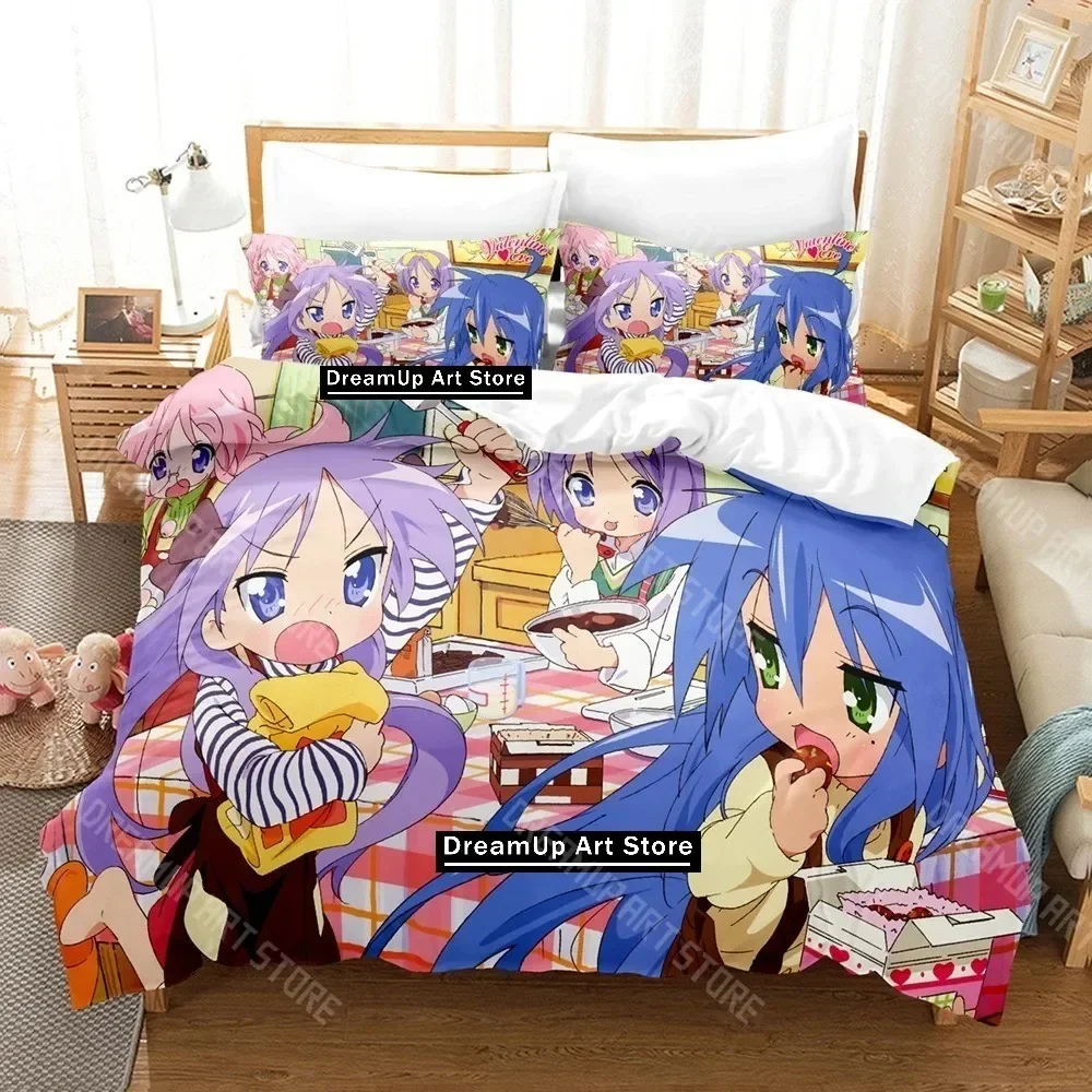

3D Print Lucky Star Konata Bedding Set Single Twin Full Queen King Size Bed Set Adult Bedroom Duvetcover Sets Anime Bed Sheet