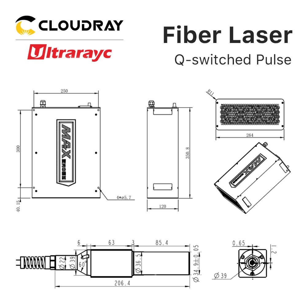 Imagem -06 - Ultrarayc Max Q-switching Fonte de Laser de Fibra 20w50w 1064nm Laser de Alta Qualidade para Máquina de Marcação a Laser Diy