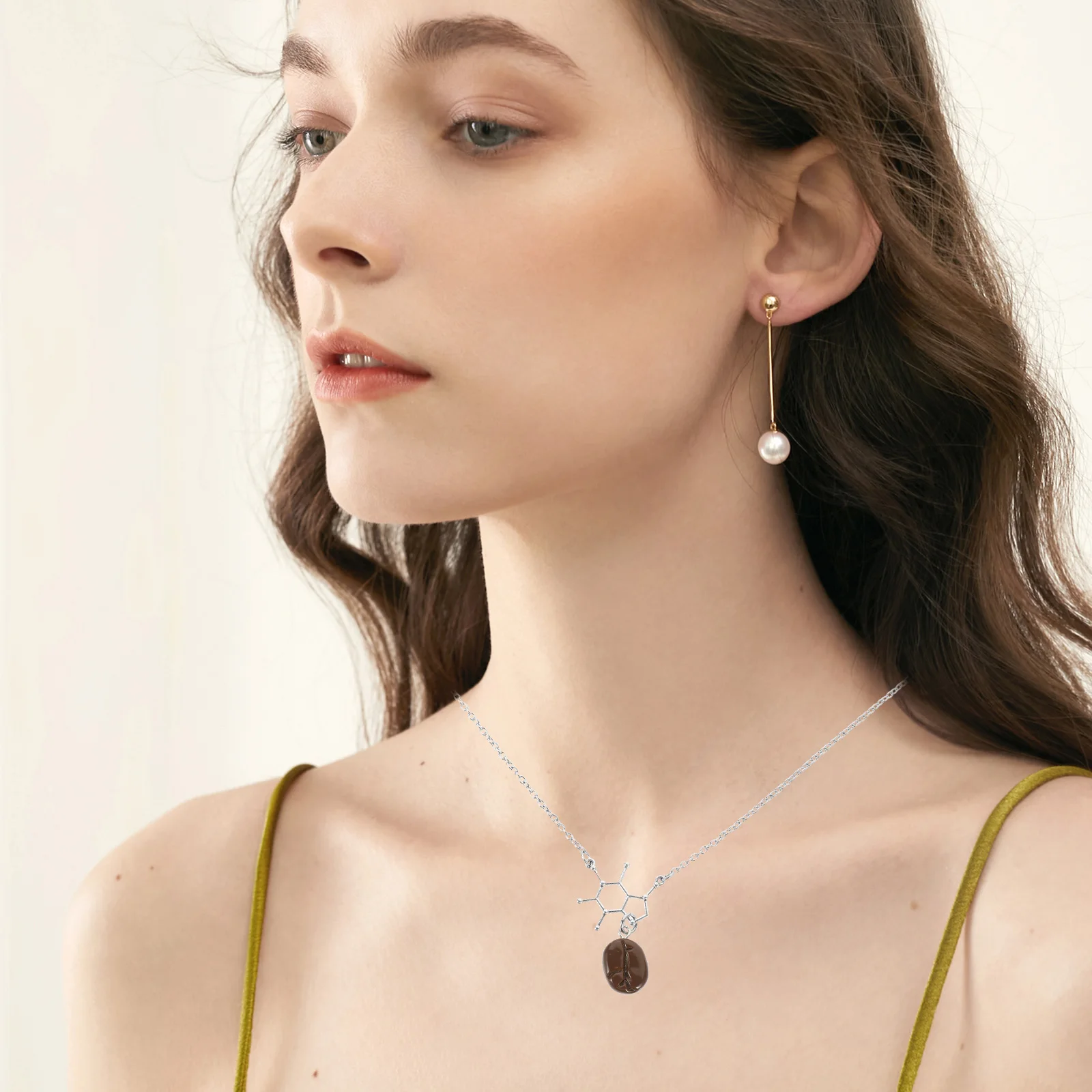 

Pendant Necklace for Girls Coffee Bean Alloy Mini Charms Daily Decoration Trendy Jewelry Gift Accessories