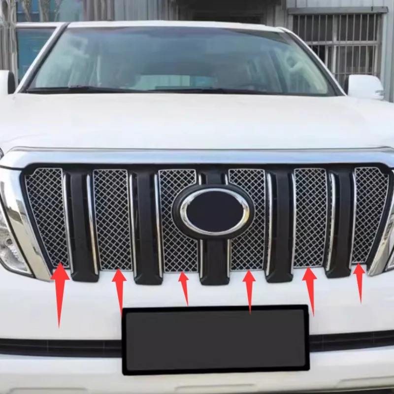 

Высококачественная декоративная полоса передней решетки автомобиля из нержавеющей стали и АБС-пластика для Toyota LAND CRUISER PRADO FJ120 FJ150 2014-2017