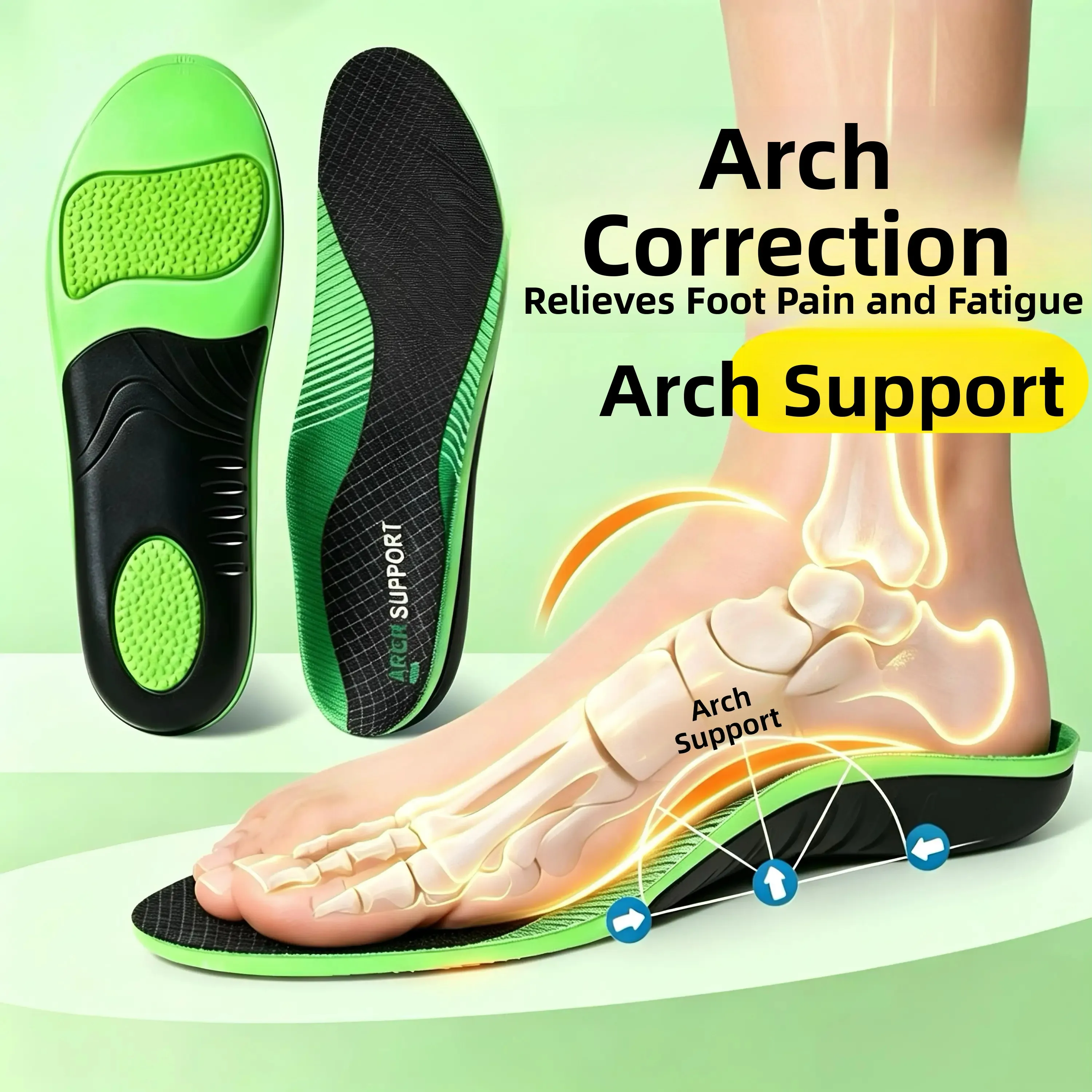 Arch Support Shoe Inserts Men Women Sports Shock Absorption Long Standing Prevention Foot Pain EVA Material Arch Support Pad