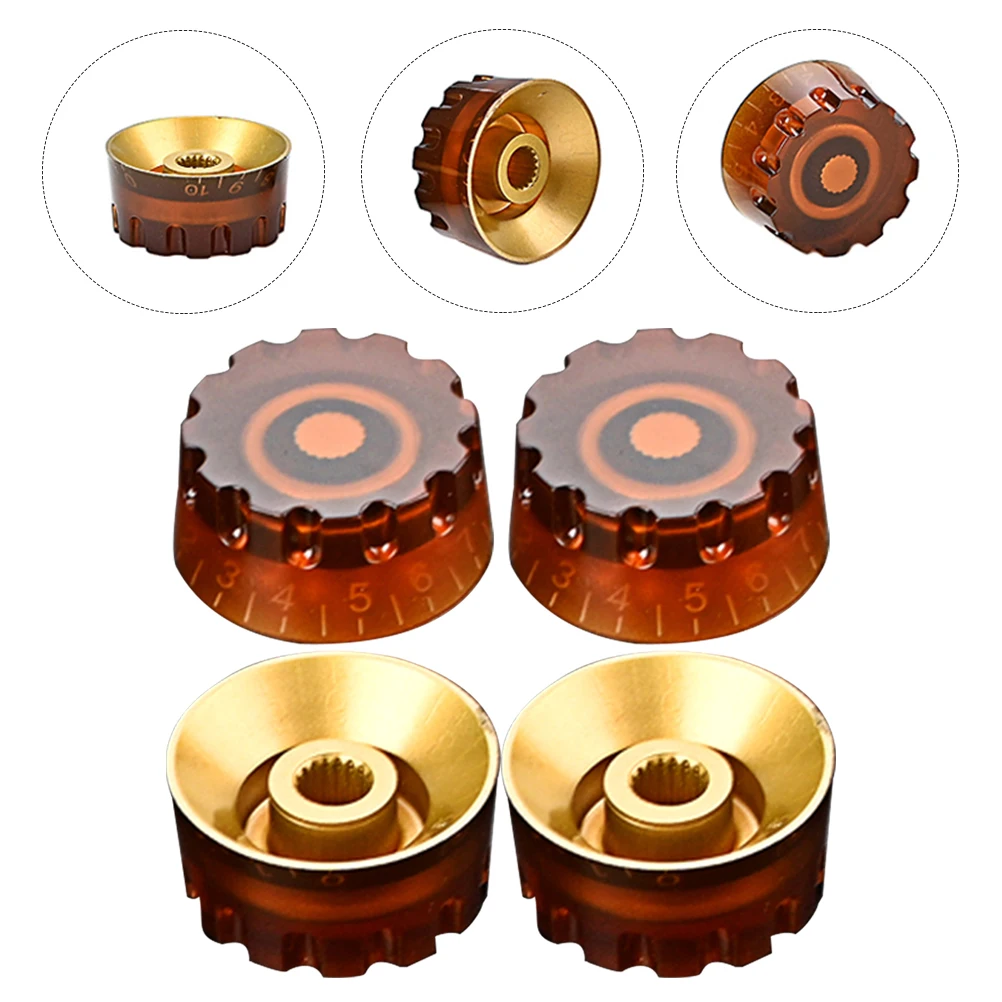 

4 Pcs Tuning Guitar Knob Electric Volume Control Light Brown Plastic for Guitars