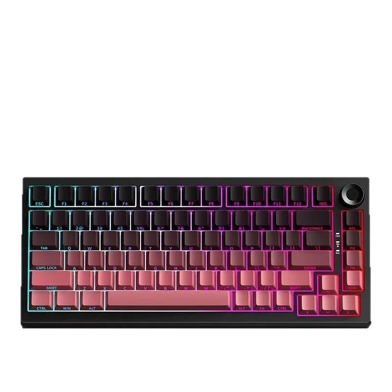 Three-mode customized mechanical keyboard K81 hot-swappable with knob  change colorful contour side engraved mechanical keyboard