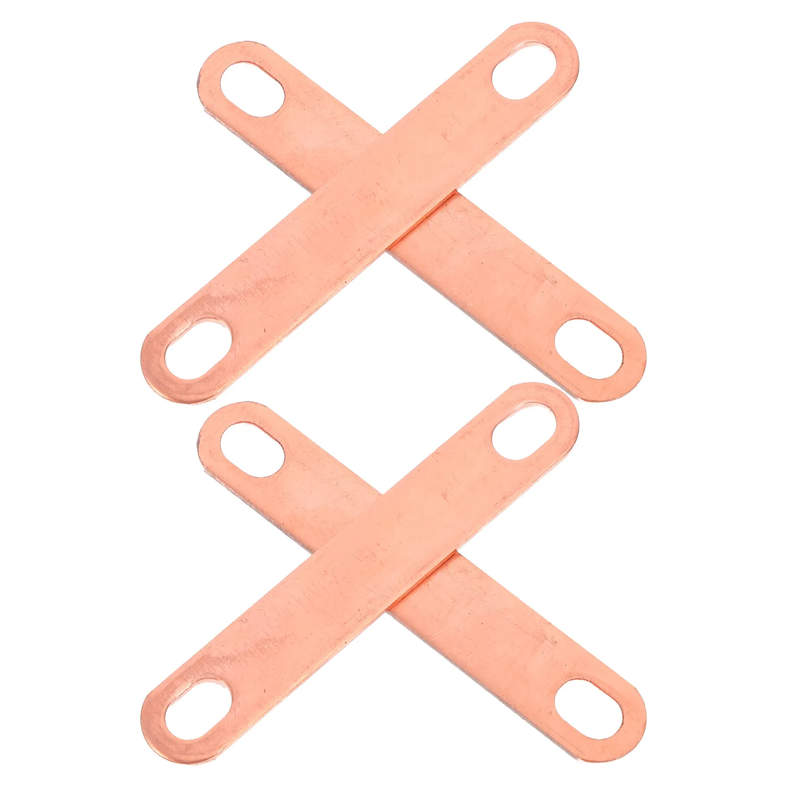 4Pcs Copper Busbar Red Copper Connector Straps High Conductivity for Battery Pack Assembly Repair 55Mm Hole