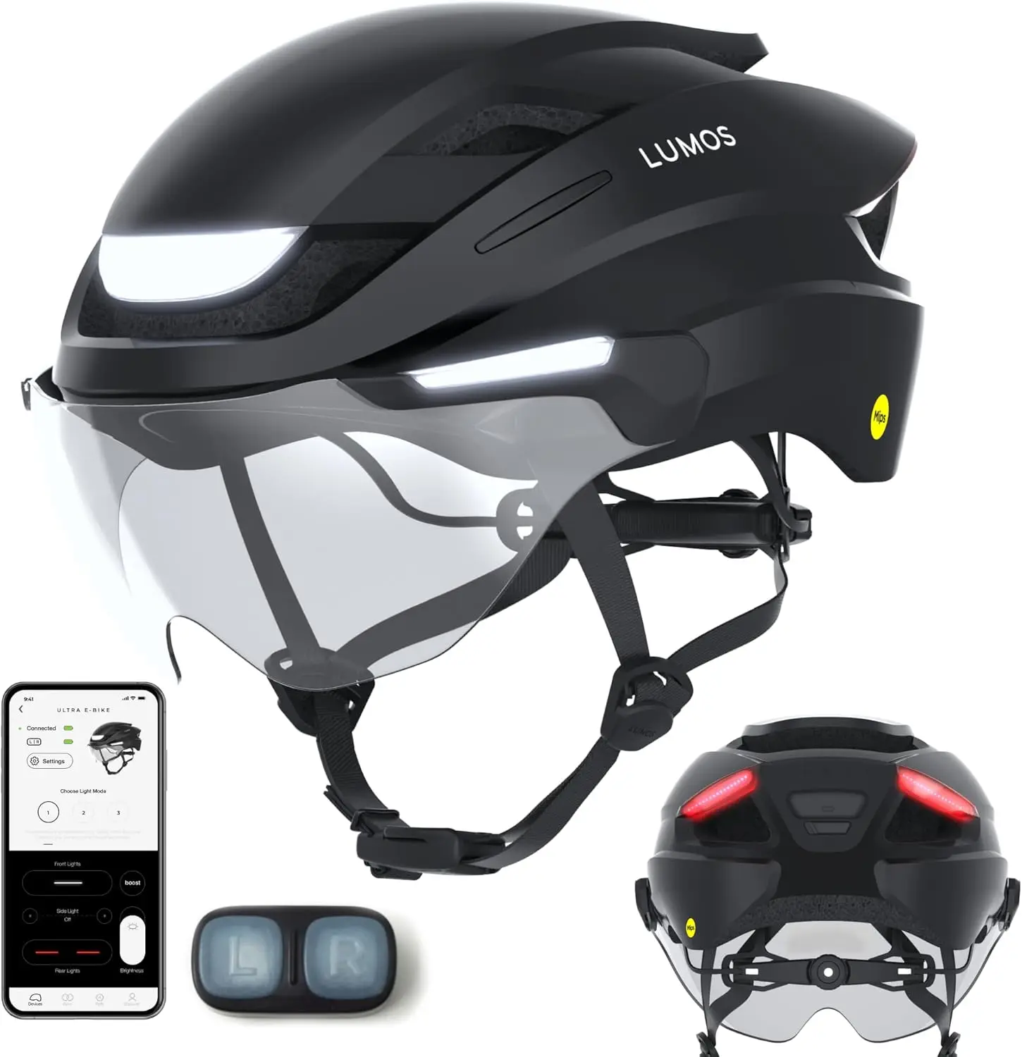 E-Bike Smart Helmet | NTA 8776 Certified | Front & Rear LED Lights  Retractable Face Shield  App Controlled  EBik