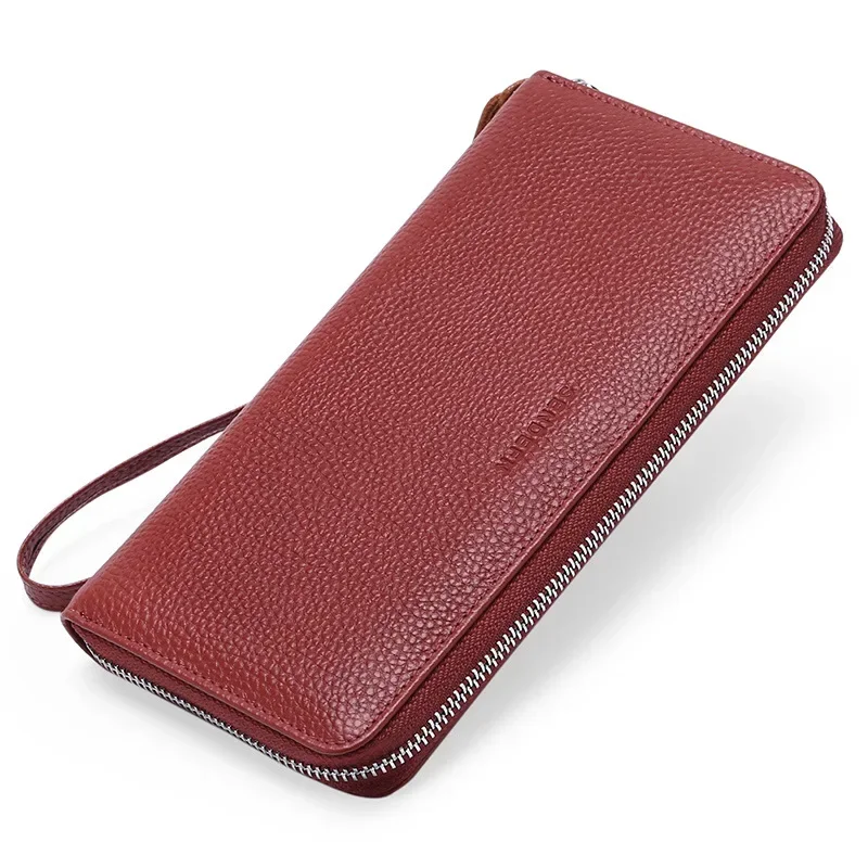 

Women Long Genuine Cow Leather Wallets Vintage Purse Multi-functional Clutch Phone Card Holder High-quality Handbag 7-5