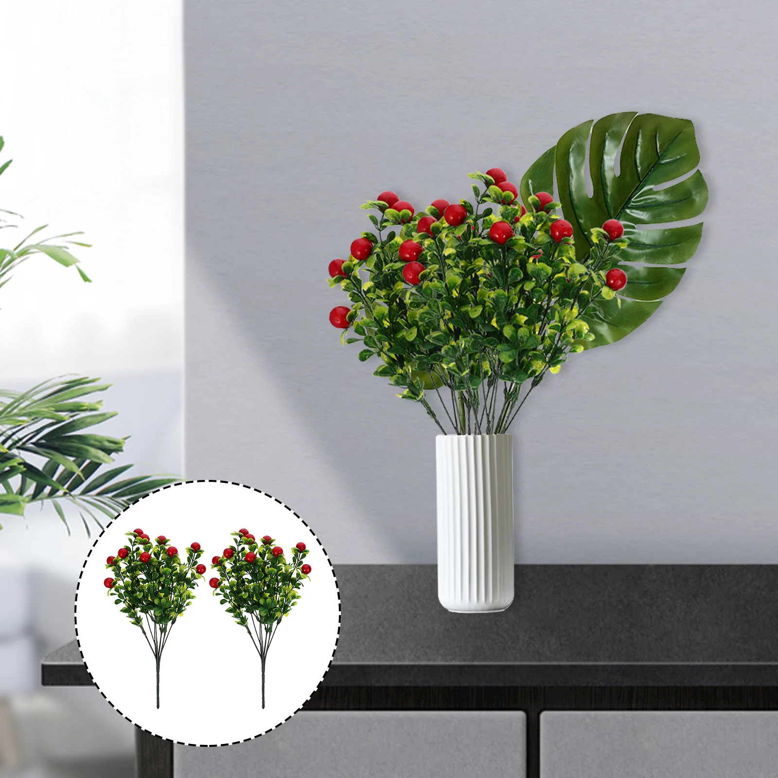 

2pcs Simulated Fruit Plants Artificial Fruits Branches Bright Color Fake Fruits Decorative Tabletop Centerpiece For Home Party