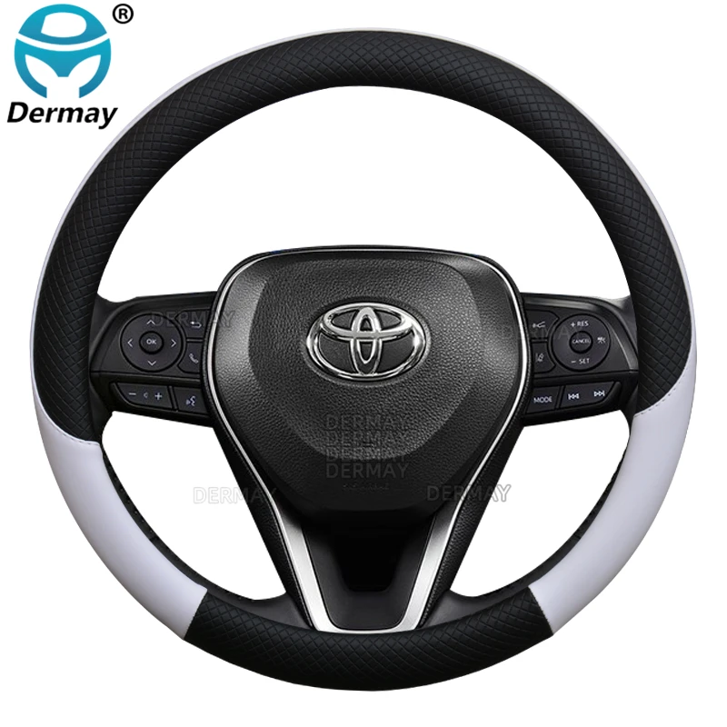 for Toyota Rav4 Wildlander RAV4 LE AWD GTQ6440 Car Steering Wheel Cover Leather Anti-slip 100% DERMAY Brand Auto Accessories