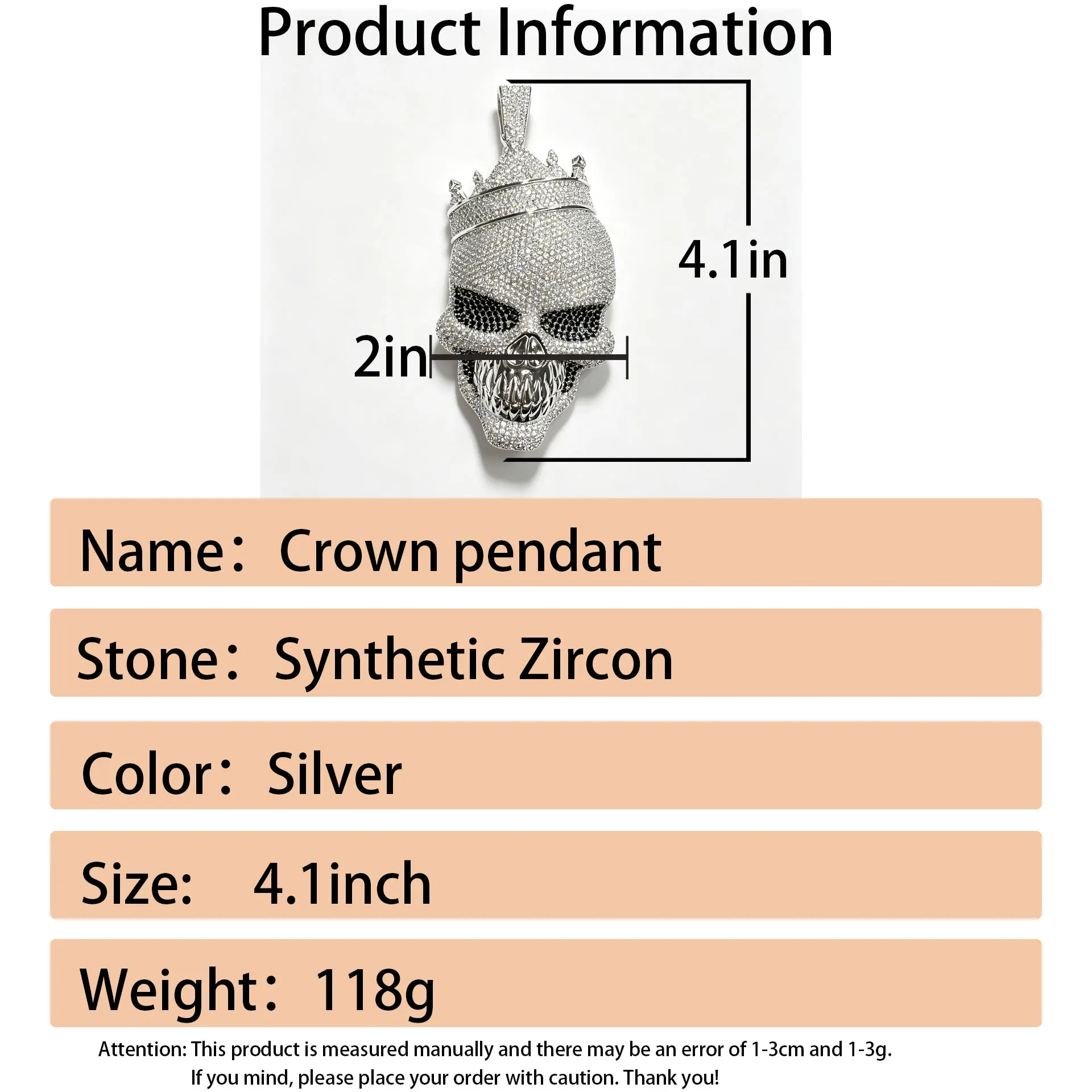 LYEE CYEE Hip Hop Style Skull Crown Pendant Men's and Women's Jewelry Can Be Paired with Cuban Chain Rap Singer Party Accessories Commemorative Gifts Valentine's Day Gifts Unique Jewelry
