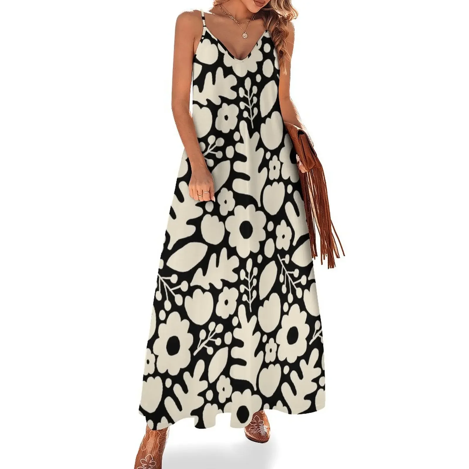 

Savonlinna - cream on black Sleeveless Dress festival outfit women women's clothing summer 2025 novelties Dress