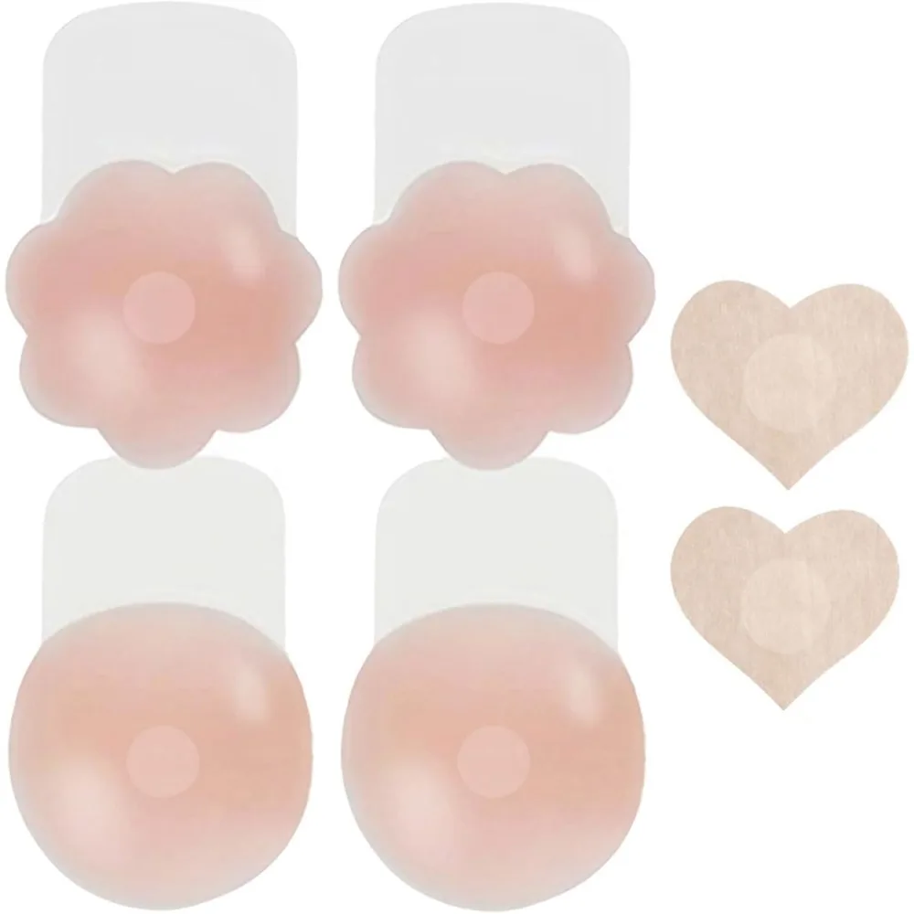 

Силиконовые накладки на соски, многоразовые самоклеящиеся бюстгальтеры-невидимки с эффектом пуш-ап, розовые