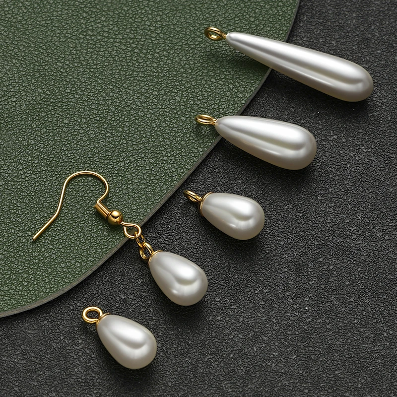 20-100PCS Half Hole Waterdrop Imitation Pearl For Jewelry Making Charm Necklace Earring Beads Pendant DIY Accessorie Wholesale