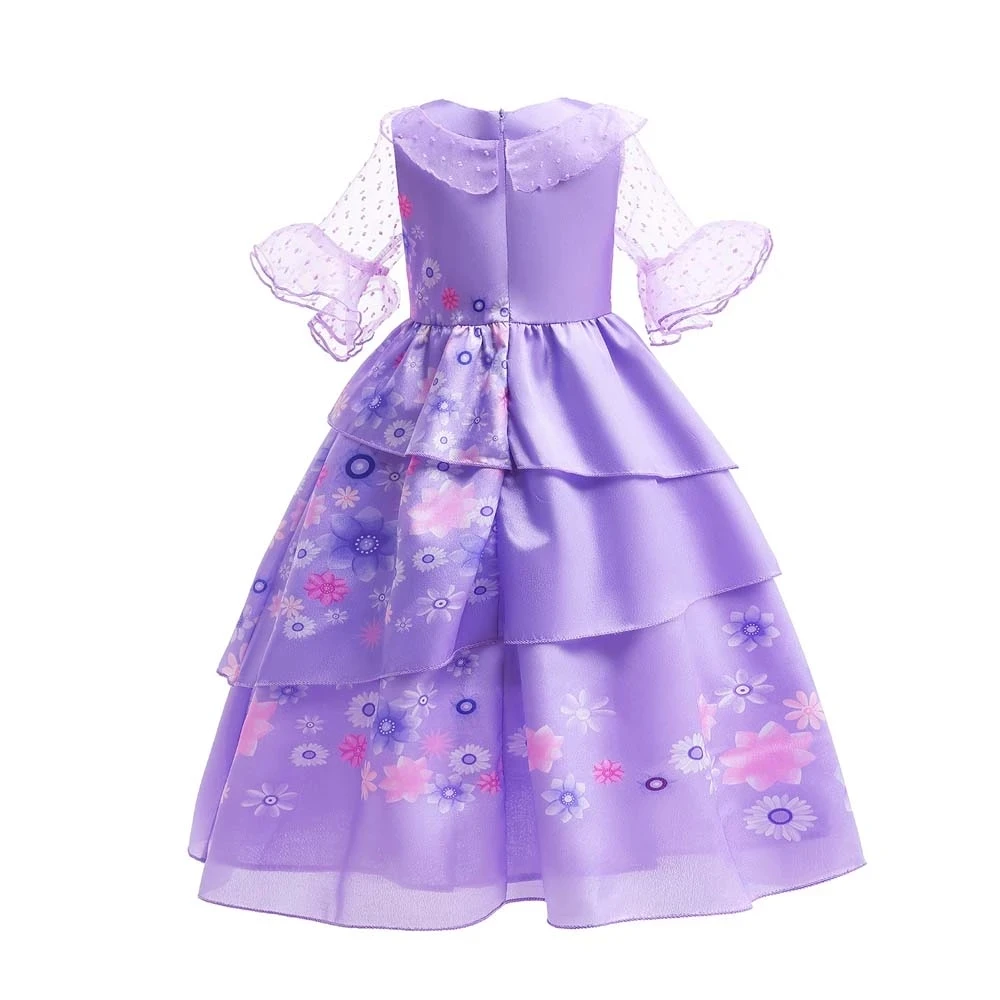 Encanto feminino com charme, vestido de princesa, isabella, roupa de festa fantasia, flor, criança