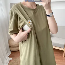 1pc Sommer Premama Still kleider Mode Kurzarm festes Kleid für schwangere Frauen Mutterschaft Baby party Pyjama Kleider