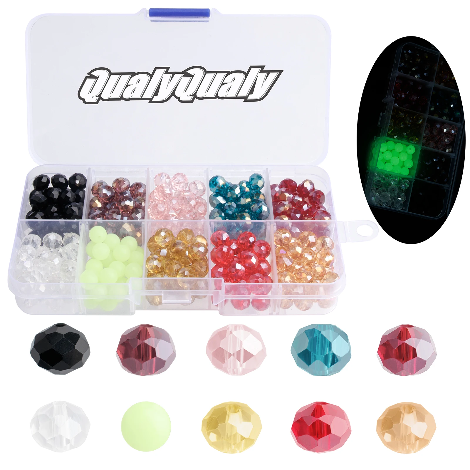 1300pcs 4mm Fishing Beads Kit Luminous Fishing Tackle Beads 300pcs 8mm Night Glow Beads Fishing Lures Accessories