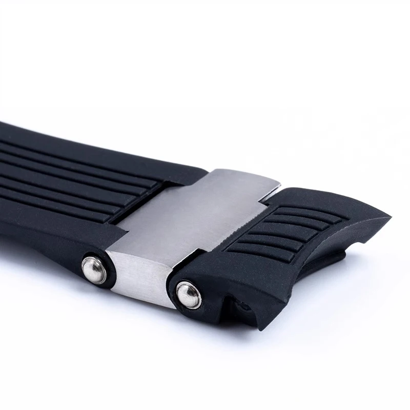 سوار ساعة سيليكون مطاطي ذو نهاية منحنية ، 22 ، أسود ، أزرق ، حزام مقاوم للماء ، سوار ، حزام غواص ، الأشعة فوق البنفسجية