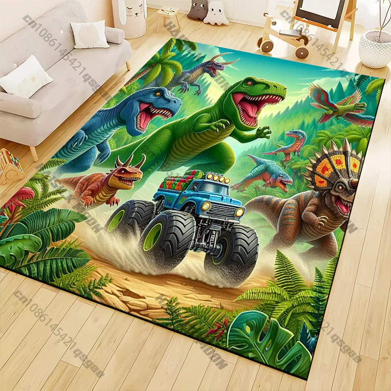 

Cartoon Dinosaur Truck Carpet for Living Room Game Rugs Soft Floor Cartoon Rugs Bathroom Rug Mat Yoga Mat Home Rugs for Bedroom