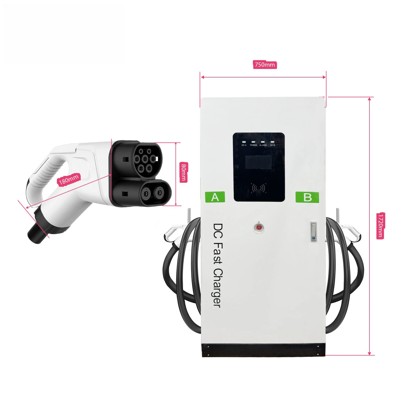 DC EV Charging Station 60kW Fast Charger CCS2 CCS1 NACS Dual Guns OCPP Smart App Control Commercial Public Charger Pile