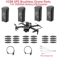 V198 GPS Brushless Remote Control RC Drone Quadcopter Spare Parts Accessories 7.4V 3000MAH Battery/Propeller/USB Line