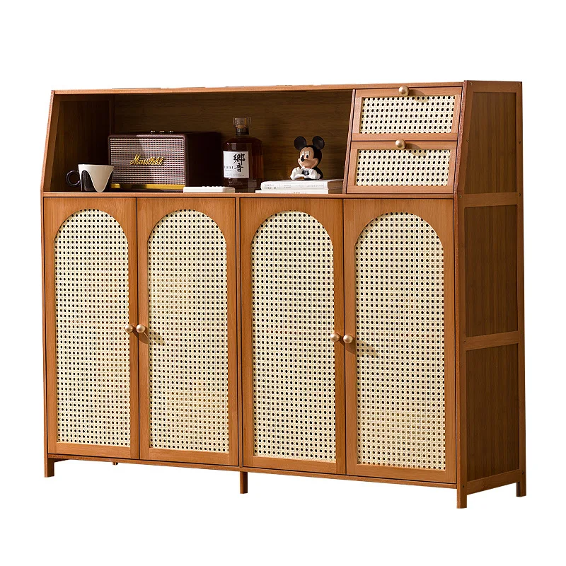 #Multi layer bamboo and wood dining cabinets wicker dust-proof storage cabinets