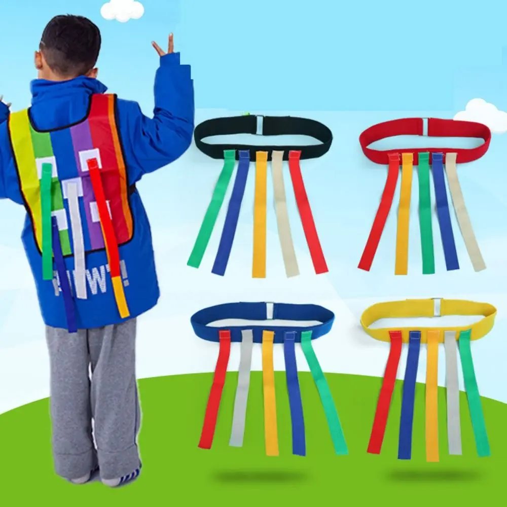 Adjustable Funny Game Toy Belt Bright Color Buckle Belt Tail Pulling Prop Waist Strap Chasing Ribbon Webbing