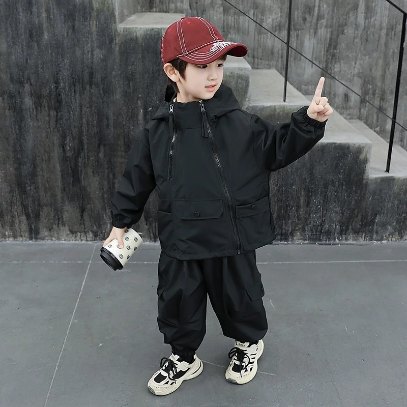 

Boys' Jacket+pants 2-piece Set, High-quality 2025 New Product, Spring and Autumn Children's Diagonal Zipper Children's Clothing