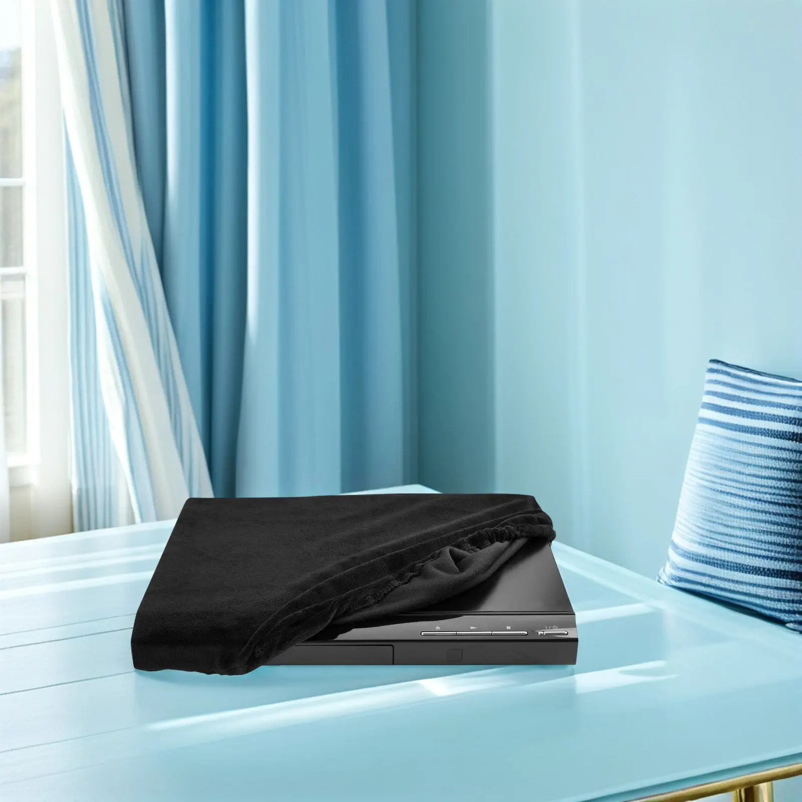 Anti Scratch Stretch Dvd Player Dust Cover with Elastic Band Washable Lint Free Protective Electronics Cover for Home Travel Use