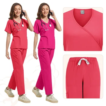 Tıbbi Üniforma Scrubs Hemşire Aksesuarları Üniforma Unisex Klinik Tulum Kadın Erkek Ameliyathane Jogger Takım Elbise Doktor Üstleri Pantolon