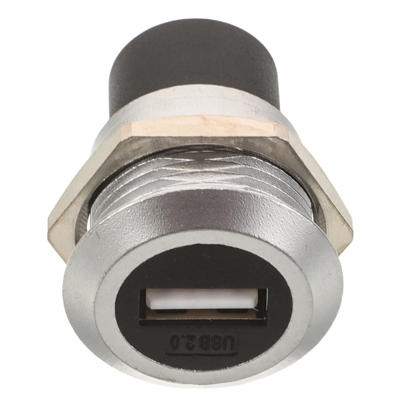 USB 2.0 Round Panel Mount Female Socket Silver Connector Module Pass Through D Type Interface Data Network Extension