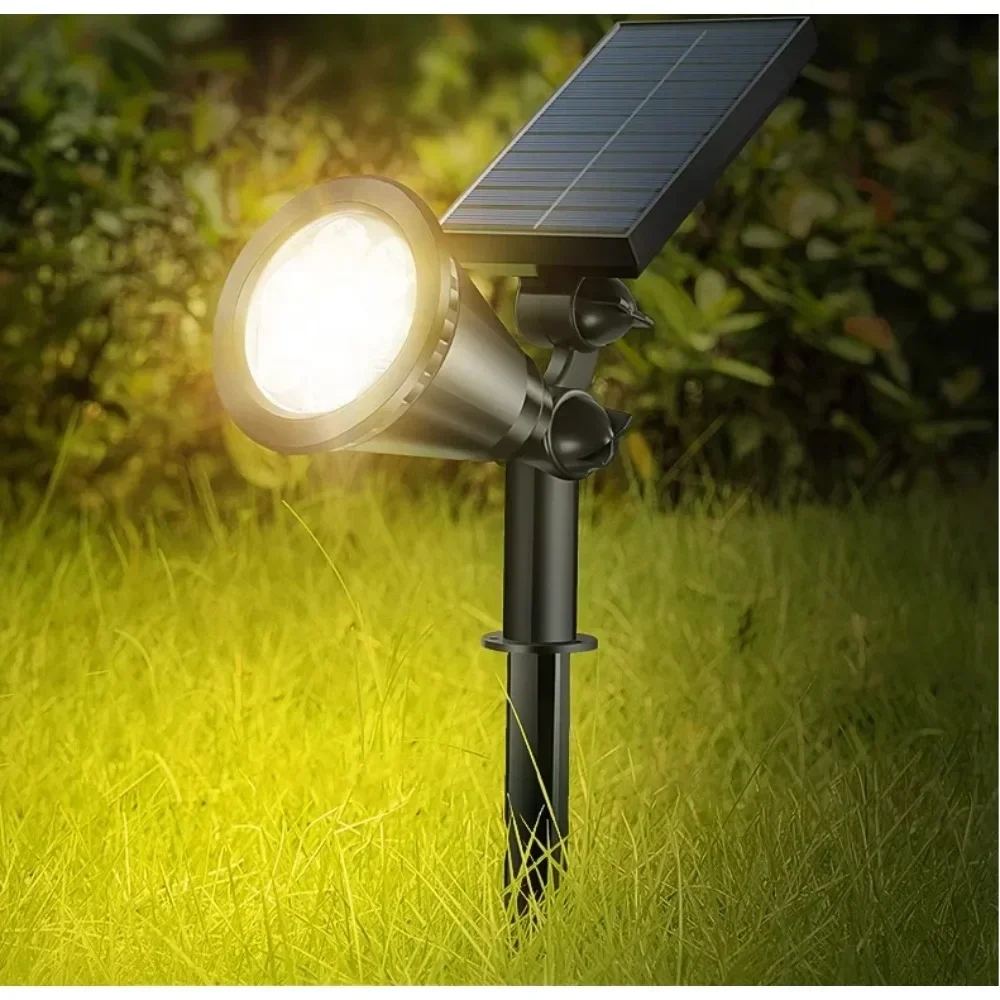 2pcs 18LED Solar Spot Lights IP65 Waterproof Outdoor RGB Solar Landscape Lights Brightness Adjustable for Garden Yard Palm Trees