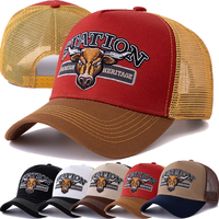 Unisex Summer Breathable Mesh Trucker Hat Bulls Head Pattern Baseball Cap Adjustable Snapback Hats For Men And Women