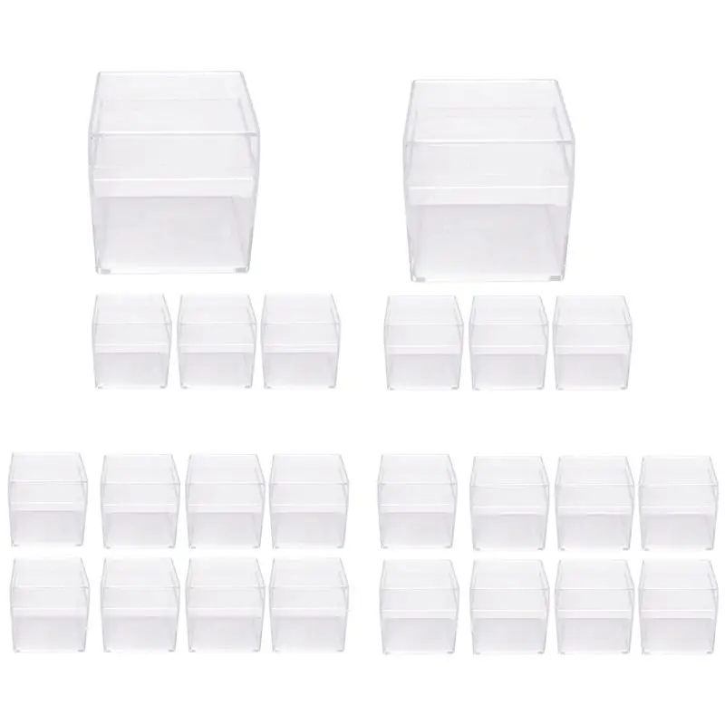 Transparent plastic box 24 Pcs Square Transparent Plastic Packing Box Candy Box Jewelry Box Gift Birthday Gift Box