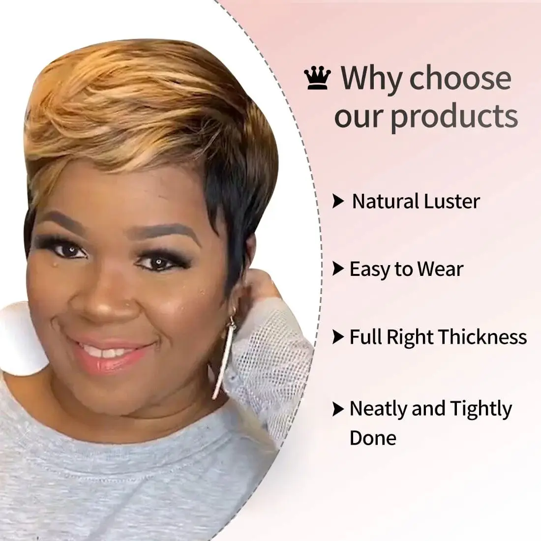 Highlight Synthetic Wigs Short Straight Pixie Cut Wig