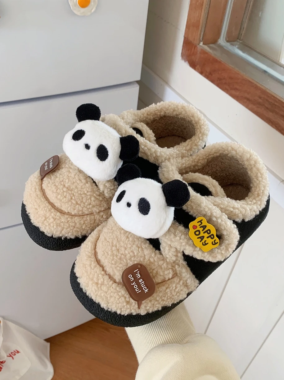 Women Home Slippers Creative Parent-child Boys' Girls' Baby Slipper Cotton Shoes Cute Panda Winter Outwear Shoes