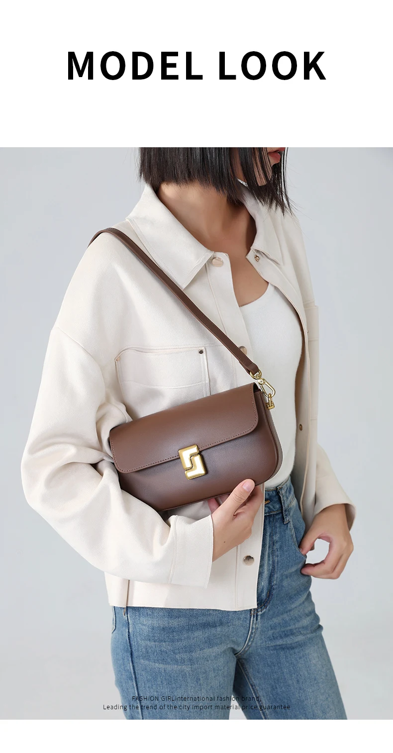 Women’s Split Leather Shoulder Bag Trend Brand Small Square Bags Luxury Designer Handbag Messenger Bag for Female