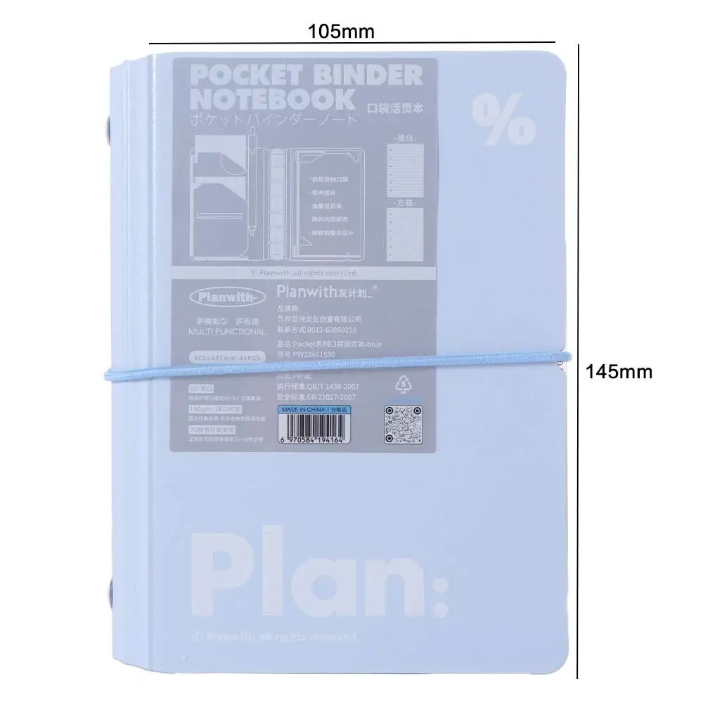 

Durable 44 Sheets Mini Pocket Notebook 6 Ring Loose Leaf Waterproof Cover Portable Handbook White Blue Cute Diary Book Gifts