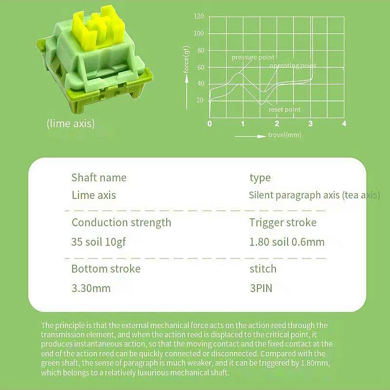 30pcs Outemu Peach/Lime Customizable Switch Set for Mechanical Keyboard Hot-swappable Silent Switch Set