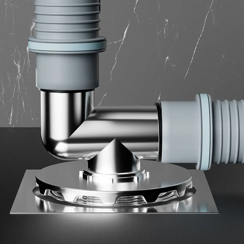 Black Silver Floor Drain Cover Snap Joint Double Purpose Multifunctional Tee Connector Insect Prevention Anti-Overflow