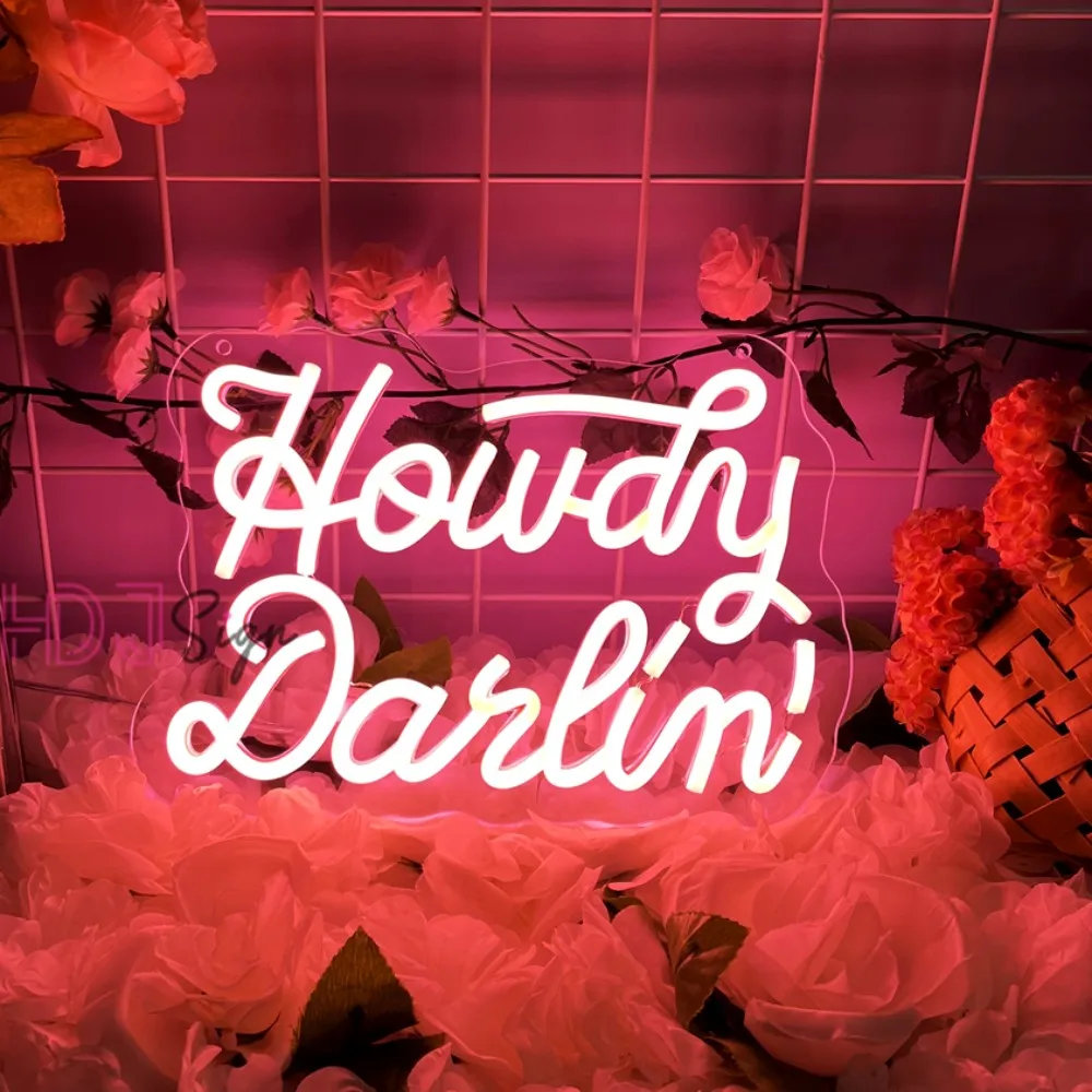 

Неоновая вывеска «Howdy Darlin'» для свадебной вечеринки, декор для стен, неоновый светильник, декор для комнаты, подвесное украшение для спальни, неоновая вывеска-светильник, подарок