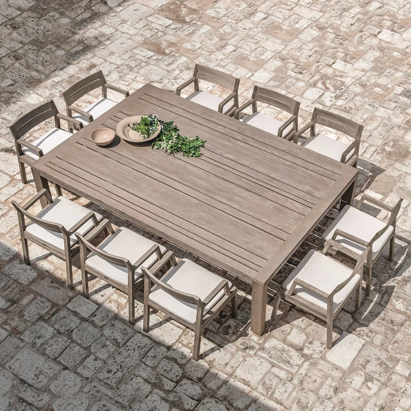 Renowned outdoor solid wood dining tables and chairs, teak wood sun protection, high-end villa courtyards, Nordic  furniture