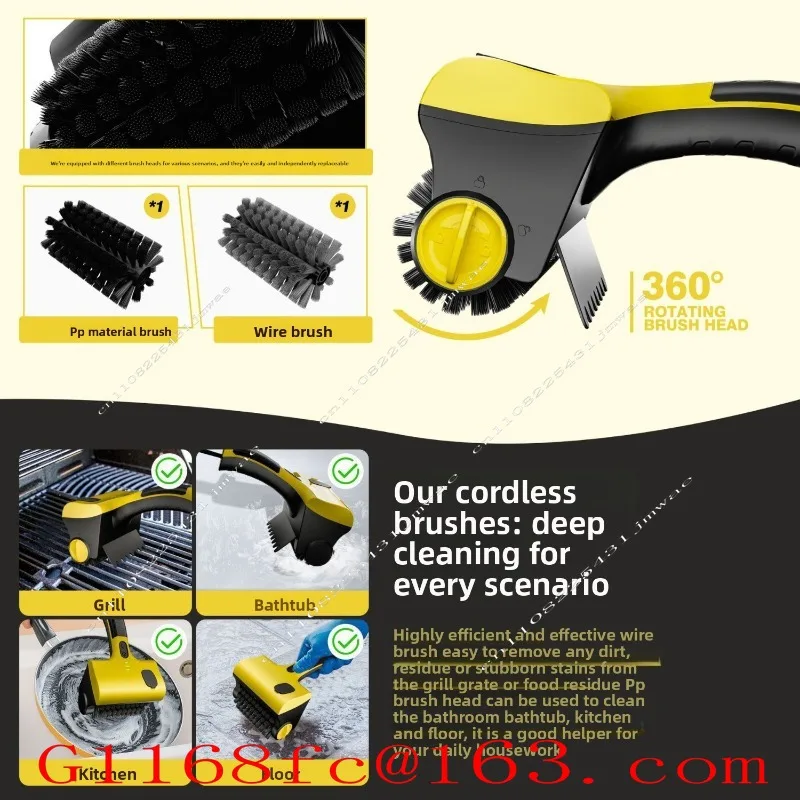Multifunctional Replaceable Brush Head Wireless Electric Barbecue Grill Cleaning Brush Artifact