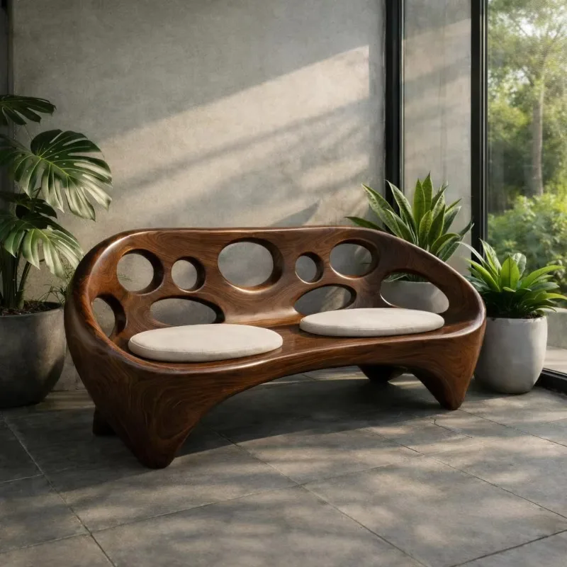 Country solid wood benches for garden or backyard handmade live edge outdoor benches Durable garden