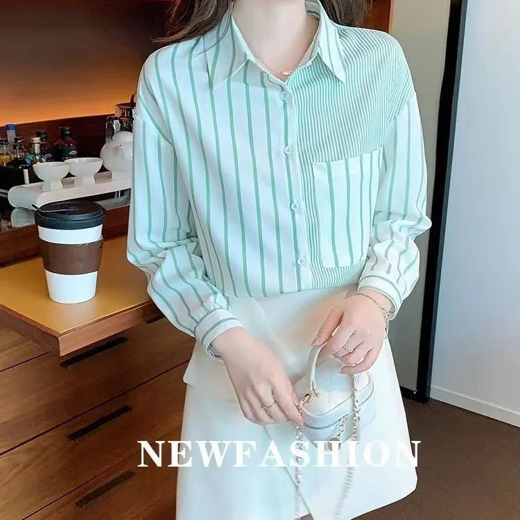 Chemises à manches longues pour femmes, à carreaux, boutonné, coupe cintrée, col rabattu, français, féminin, élégant, Preppy, jeune, romantique, Look quotidien