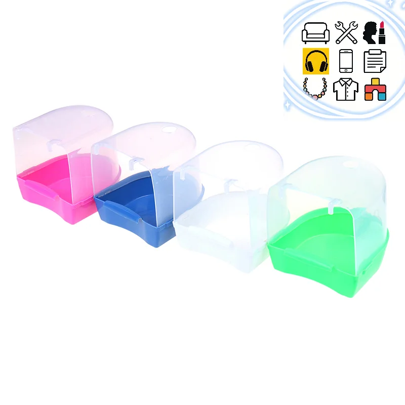 Plastic Bird Water Bath Box Bathtub Parrot For Parakeet Hanging Bowl