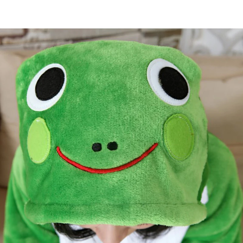 Green Frog Onesie Adults Kids Animal Costume Unisex Women\'s Pajamas Set Cosplay Halloween Christmas One Piece Plush Sleepwear