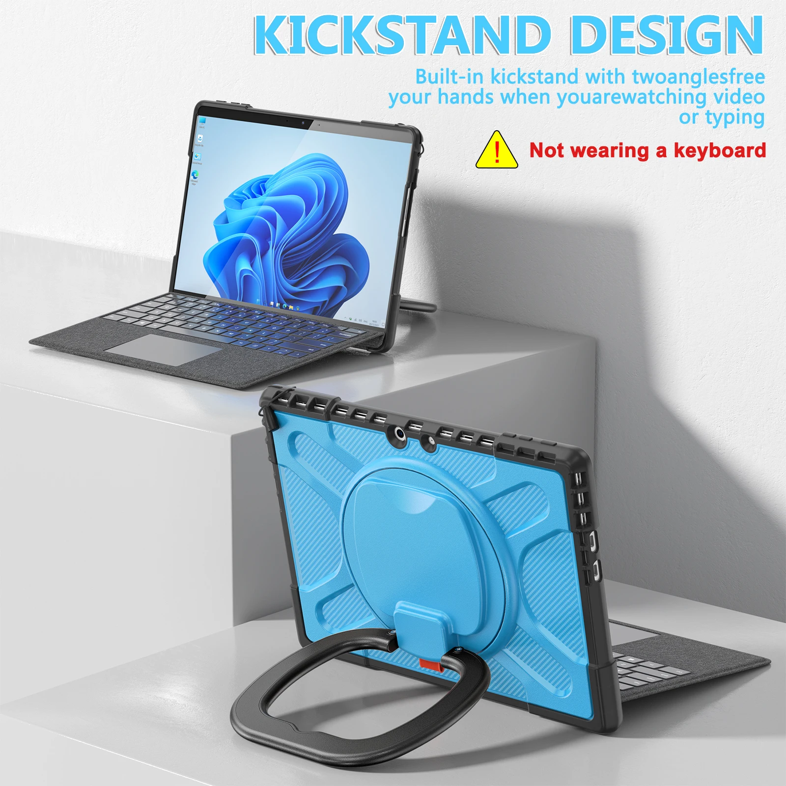 Capa resistente para microsoft surface pro 11 10 9 capa de suporte híbrido com alça, suporte de conexão de teclado 13 polegadas funda