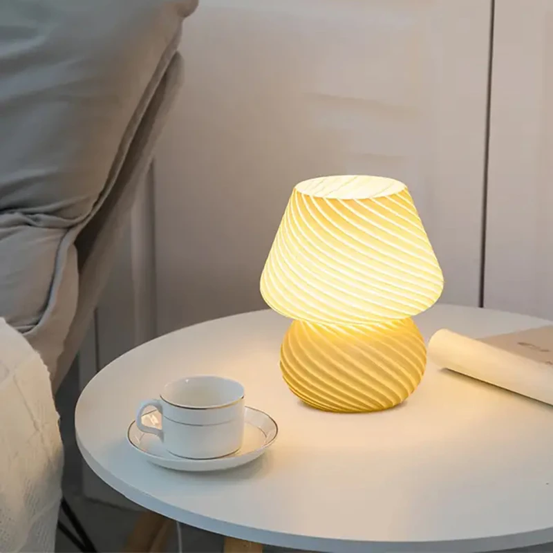 Yellow Peanut Table Lamp Vanity Light Eye Protection Modern Minimalist Decoration Lighting Bedside Lamps for Bedroom Touch Light